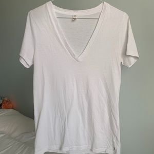 TNA White Loose V-neck T-shirt